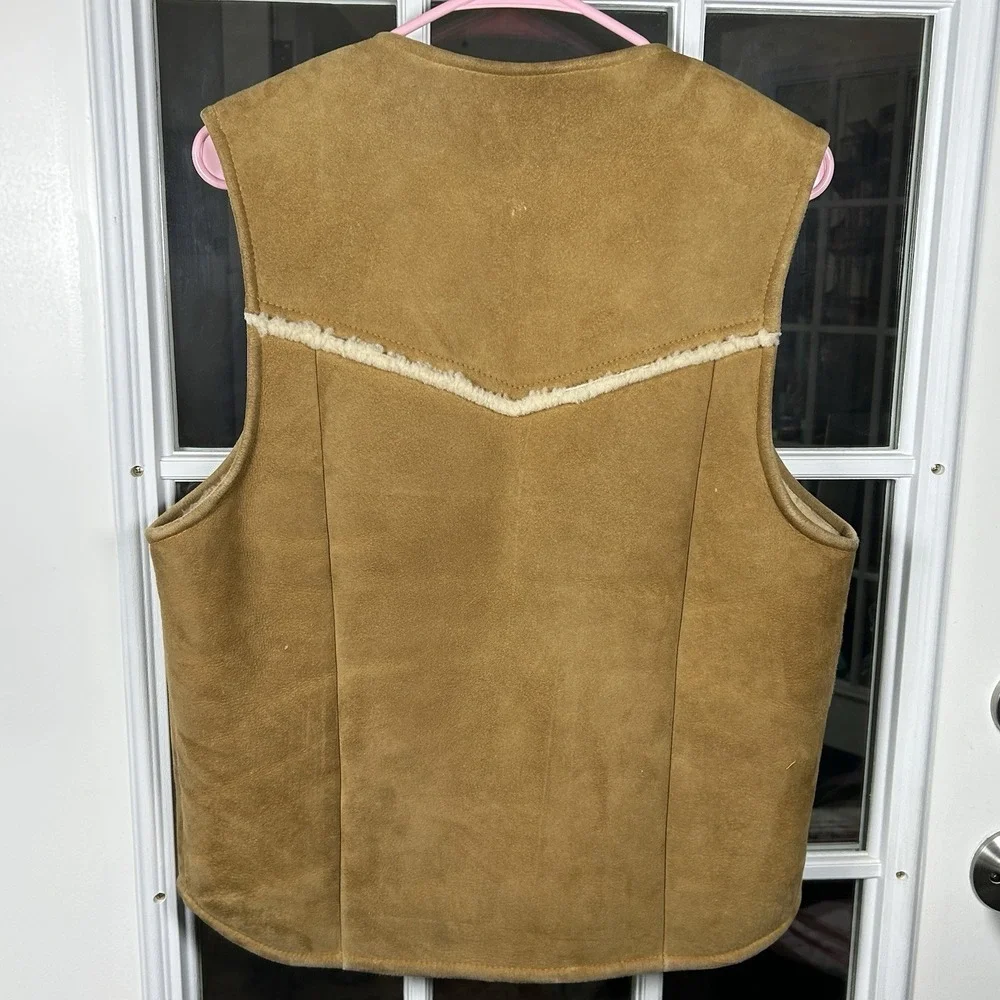 Vintage Eddie Bauer Expedition Outfitter Suede Sherpa Zip Vest Men's Medium